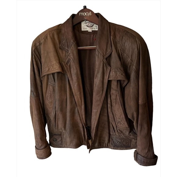 Vintage Jackets & Blazers - 𝅺vintage  leather flight style coat size M